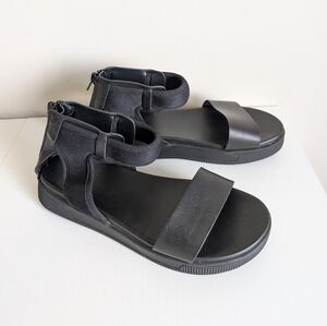 MIA Women's Reed Platform Black Zip Up Sandals Size 8